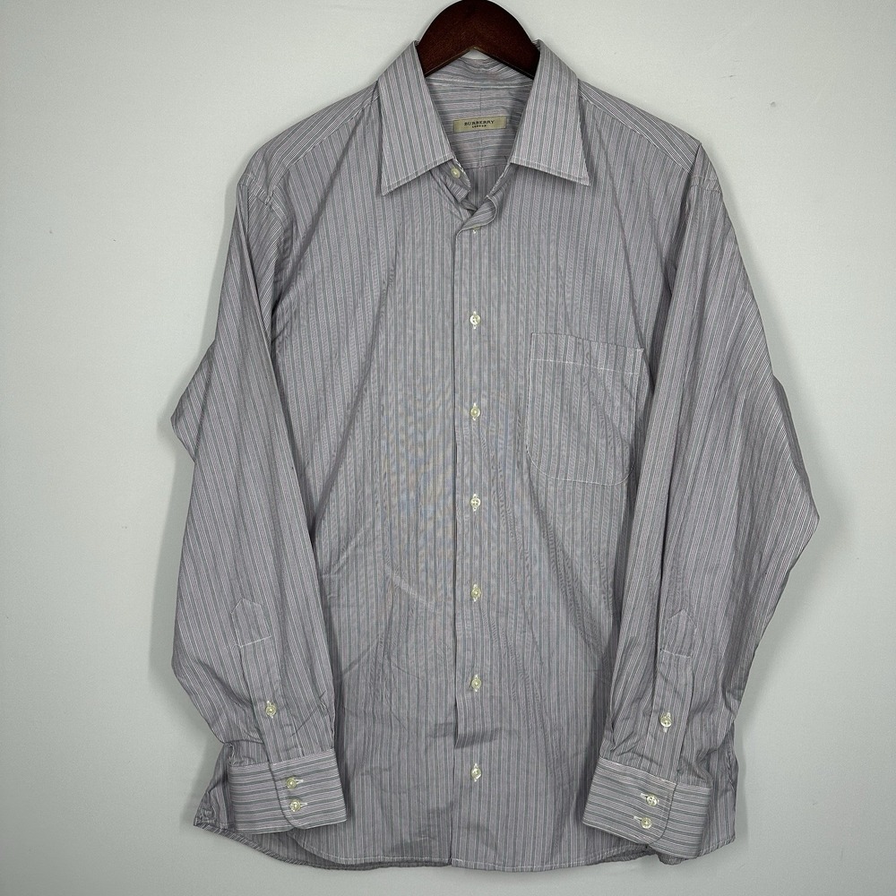 Burberry London USA Made Men's Button Up Dress Striped Shirt 16R Preppy Classic